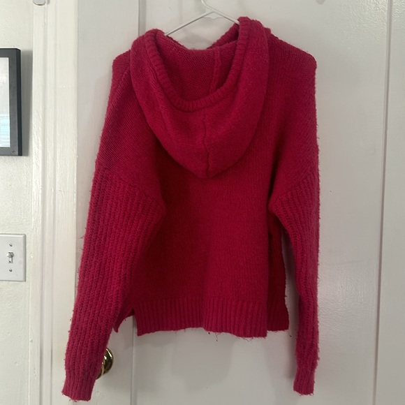 AQUA Hot Pink Knit Hooded Pullover Sweater - Picture 3 of 3